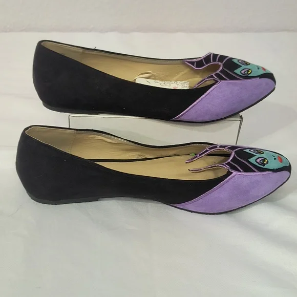 Torrid Disney Maleficient Villains Slip On Embroidered Purple Black Shoes - Picture 4 of 6
